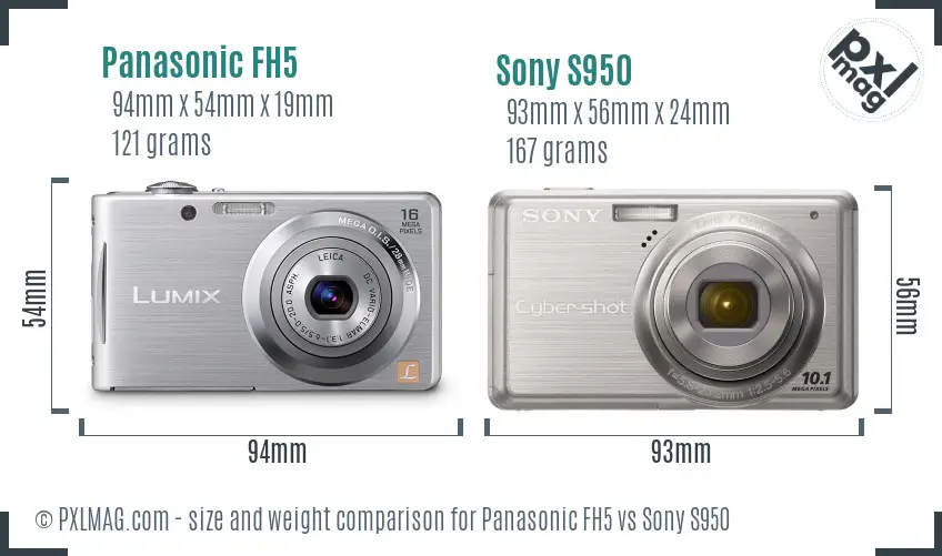 Panasonic FH5 vs Sony S950 size comparison