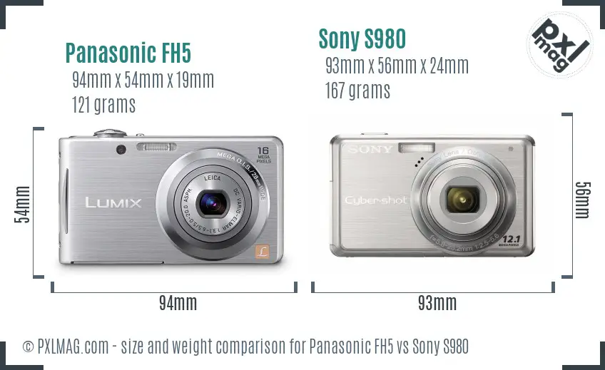 Panasonic FH5 vs Sony S980 size comparison
