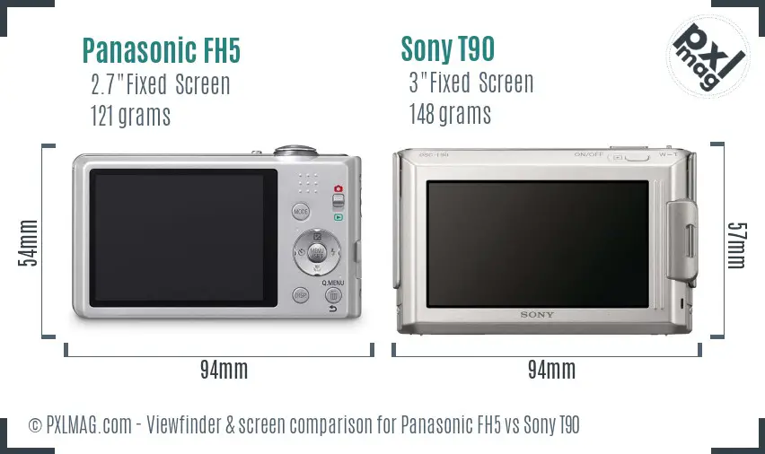 Panasonic FH5 vs Sony T90 Screen and Viewfinder comparison