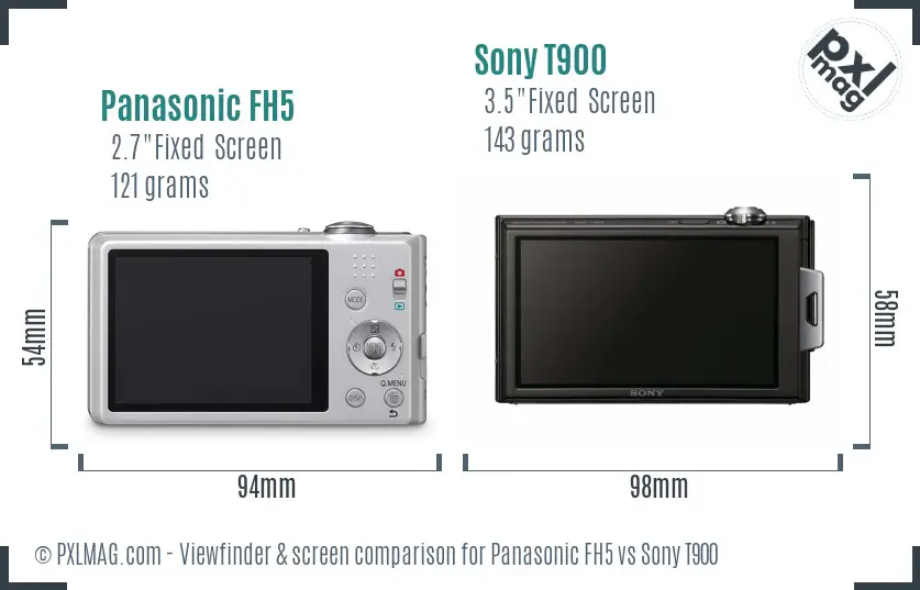 Panasonic FH5 vs Sony T900 Screen and Viewfinder comparison