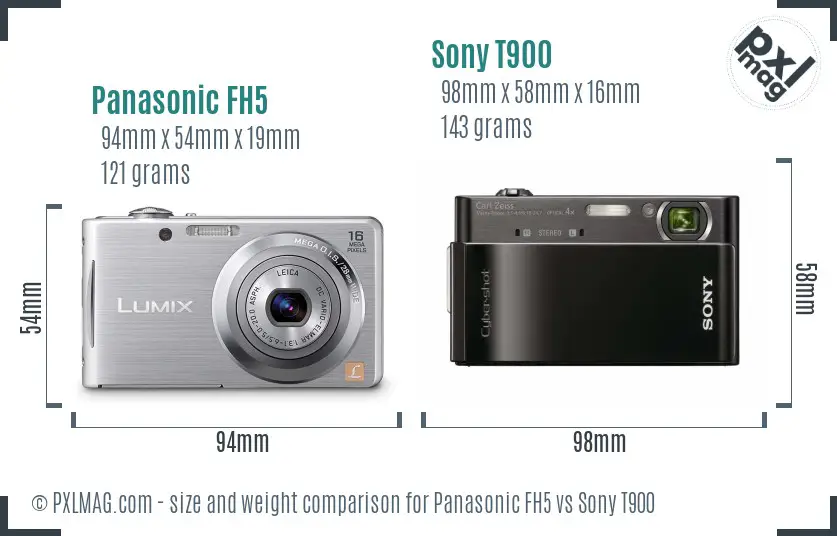 Panasonic FH5 vs Sony T900 size comparison