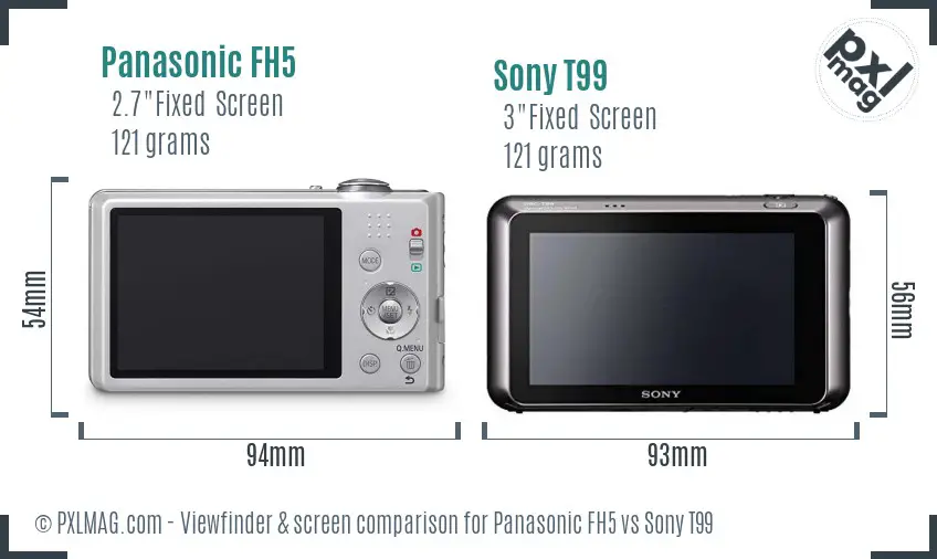 Panasonic FH5 vs Sony T99 Screen and Viewfinder comparison