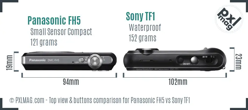 Panasonic FH5 vs Sony TF1 top view buttons comparison Panasonic FH5 vs Sony TF1 top view buttons comparison