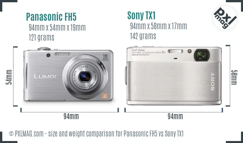 Panasonic FH5 vs Sony TX1 size comparison