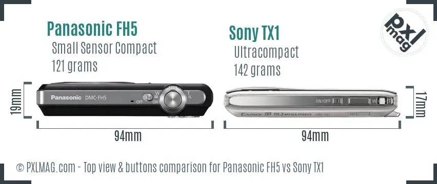 Panasonic FH5 vs Sony TX1 top view buttons comparison