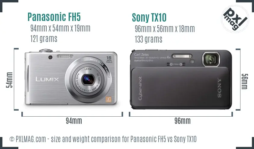 Panasonic FH5 vs Sony TX10 size comparison