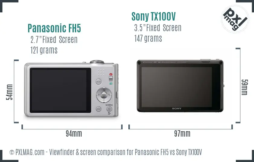 Panasonic FH5 vs Sony TX100V Screen and Viewfinder comparison