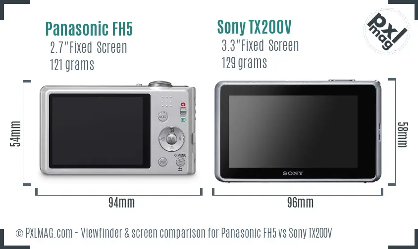 Panasonic FH5 vs Sony TX200V Screen and Viewfinder comparison Panasonic FH5 vs Sony TX200V Screen and Viewfinder comparison