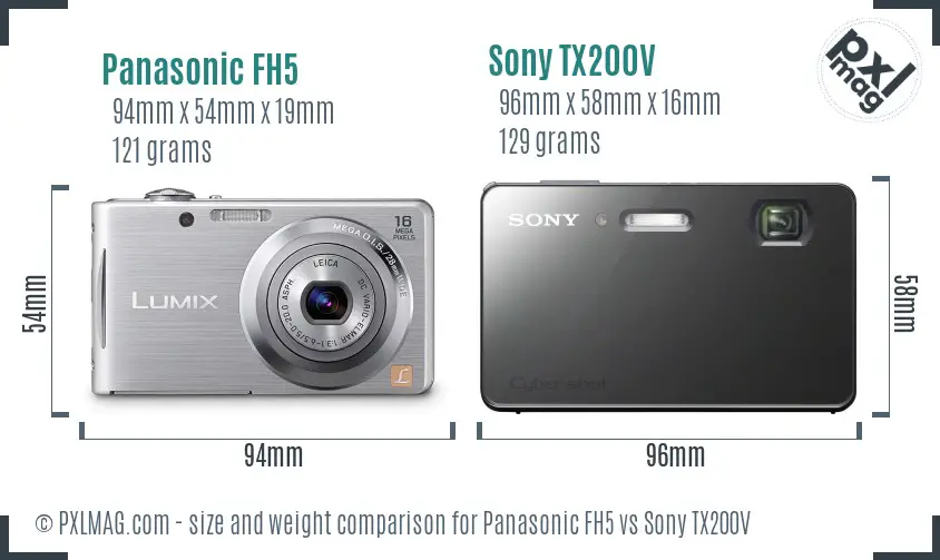 Panasonic FH5 vs Sony TX200V size comparison Panasonic FH5 vs Sony TX200V size comparison