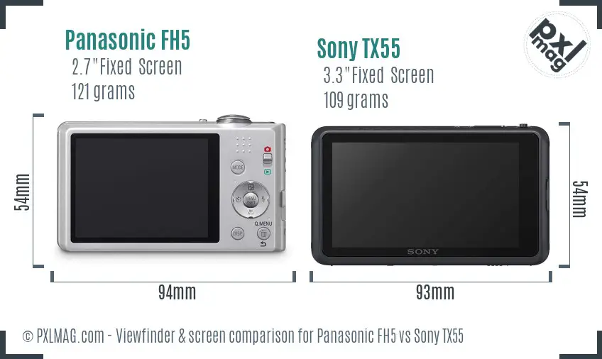 Panasonic FH5 vs Sony TX55 Screen and Viewfinder comparison