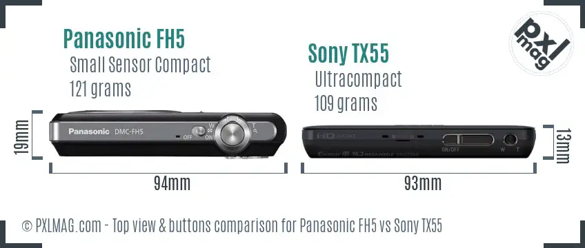 Panasonic FH5 vs Sony TX55 top view buttons comparison