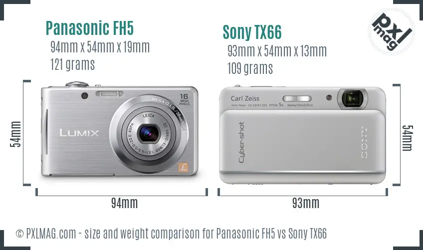 Panasonic FH5 vs Sony TX66 size comparison