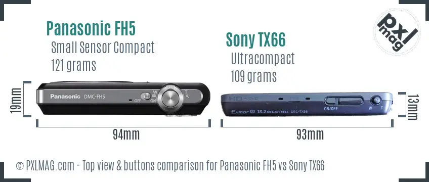 Panasonic FH5 vs Sony TX66 top view buttons comparison