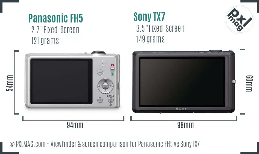 Panasonic FH5 vs Sony TX7 Screen and Viewfinder comparison