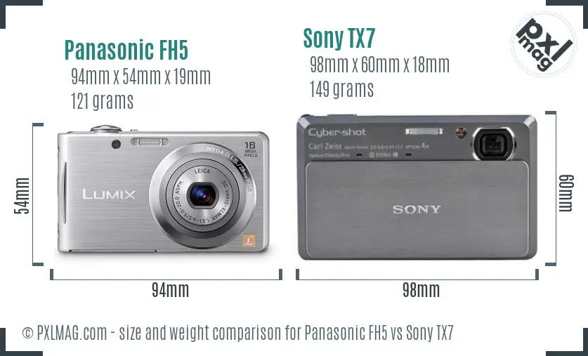 Panasonic FH5 vs Sony TX7 size comparison