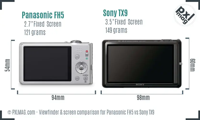 Panasonic FH5 vs Sony TX9 Screen and Viewfinder comparison