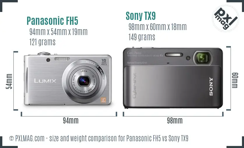 Panasonic FH5 vs Sony TX9 size comparison