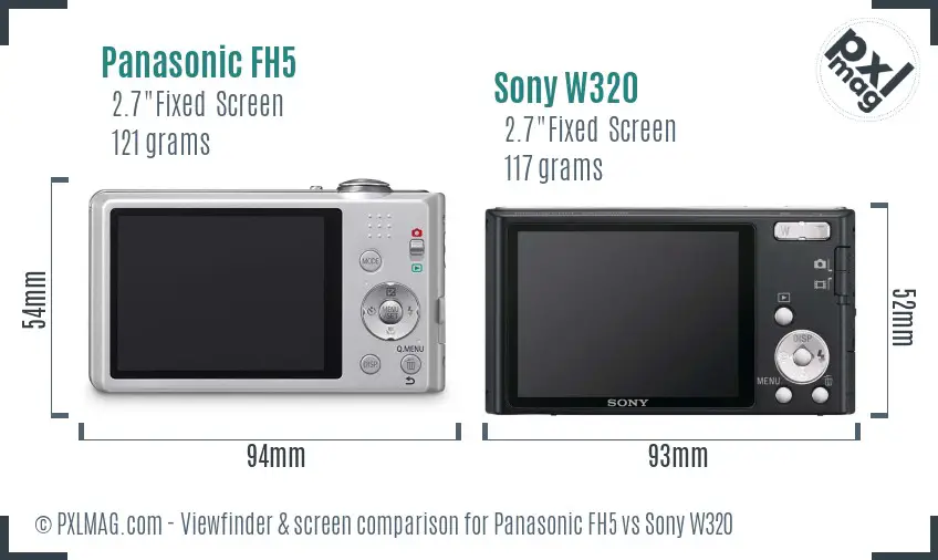 Panasonic FH5 vs Sony W320 Screen and Viewfinder comparison