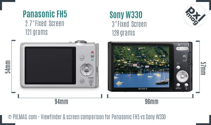 Panasonic FH5 vs Sony W330 Screen and Viewfinder comparison