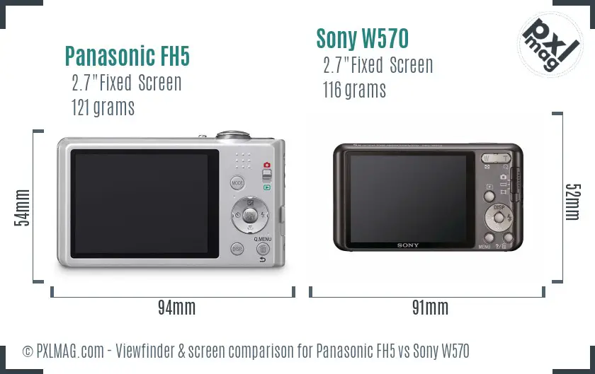 Panasonic FH5 vs Sony W570 Screen and Viewfinder comparison