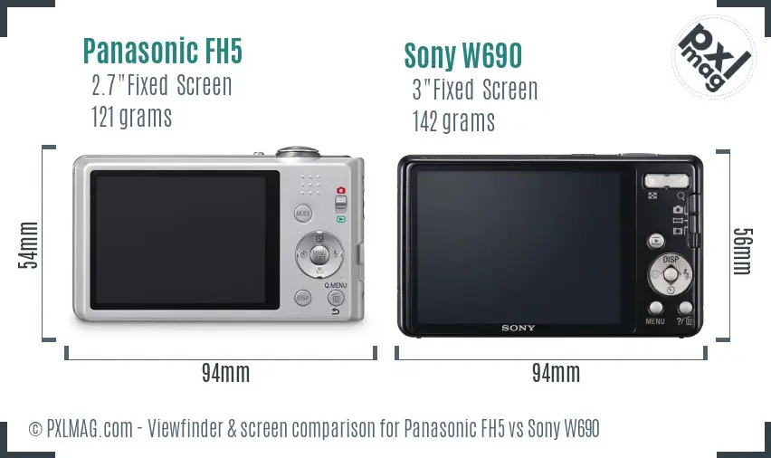 Panasonic FH5 vs Sony W690 Screen and Viewfinder comparison