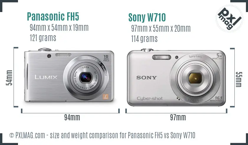 Panasonic FH5 vs Sony W710 size comparison