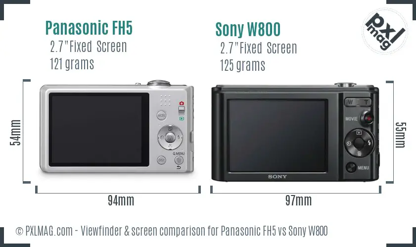 Panasonic FH5 vs Sony W800 Screen and Viewfinder comparison