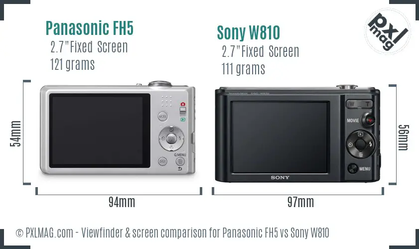Panasonic FH5 vs Sony W810 Screen and Viewfinder comparison