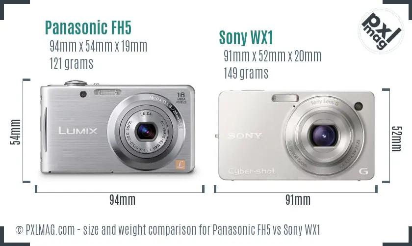 Panasonic FH5 vs Sony WX1 size comparison