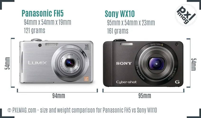 Panasonic FH5 vs Sony WX10 size comparison