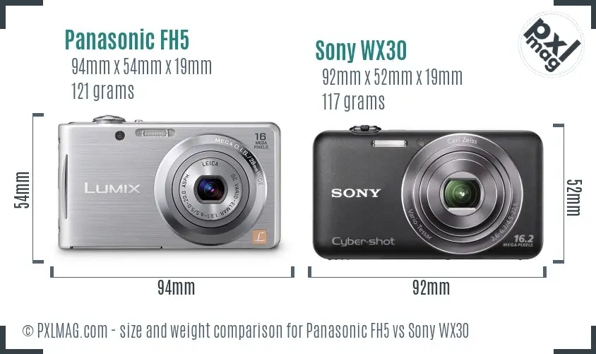 Panasonic FH5 vs Sony WX30 size comparison