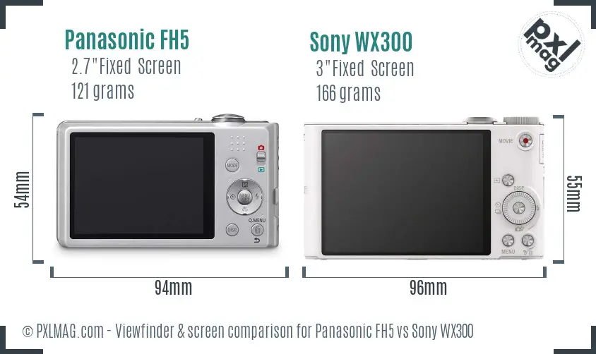 Panasonic FH5 vs Sony WX300 Screen and Viewfinder comparison