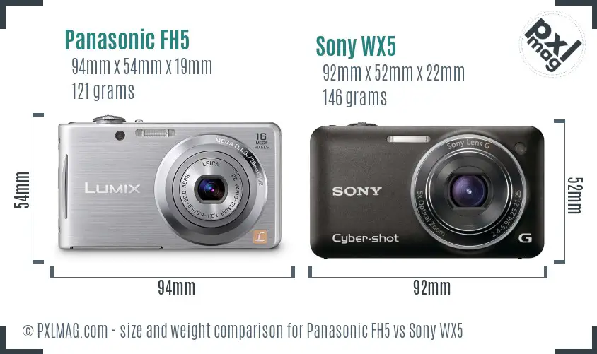 Panasonic FH5 vs Sony WX5 size comparison