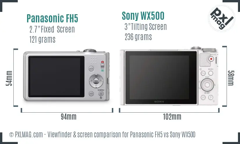 Panasonic FH5 vs Sony WX500 Screen and Viewfinder comparison