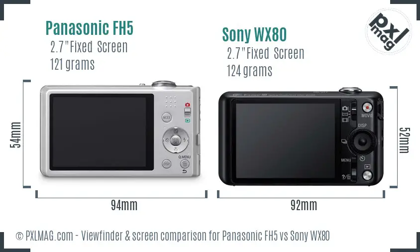 Panasonic FH5 vs Sony WX80 Screen and Viewfinder comparison
