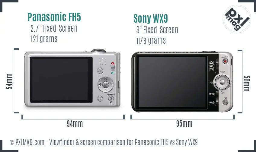 Panasonic FH5 vs Sony WX9 Screen and Viewfinder comparison