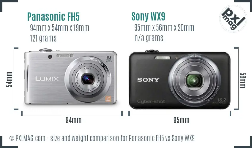Panasonic FH5 vs Sony WX9 size comparison
