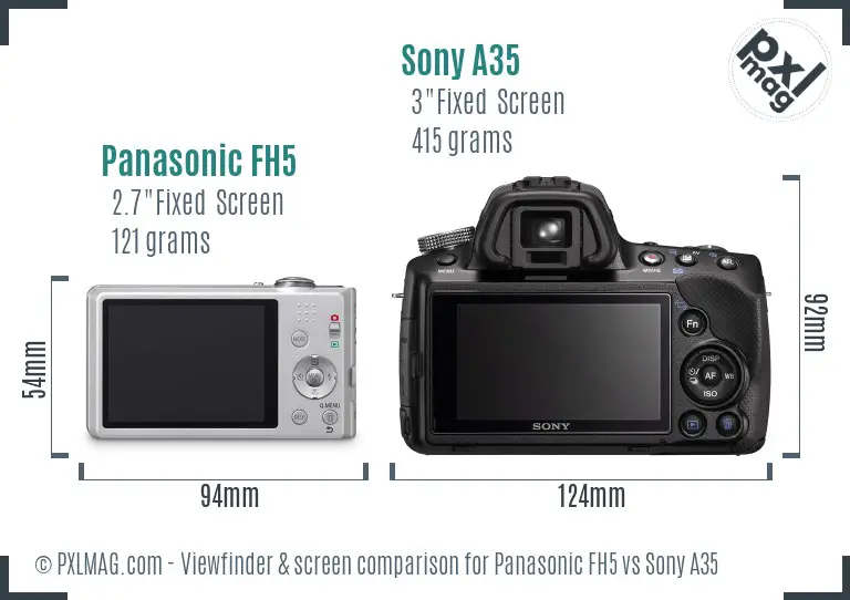 Panasonic FH5 vs Sony A35 Screen and Viewfinder comparison