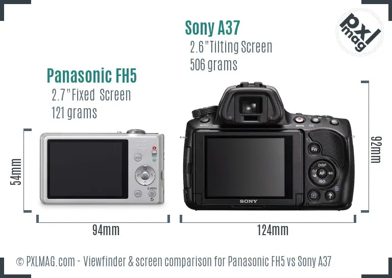 Panasonic FH5 vs Sony A37 Screen and Viewfinder comparison