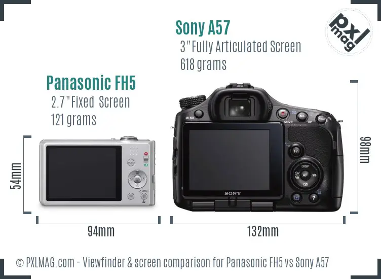 Panasonic FH5 vs Sony A57 Screen and Viewfinder comparison