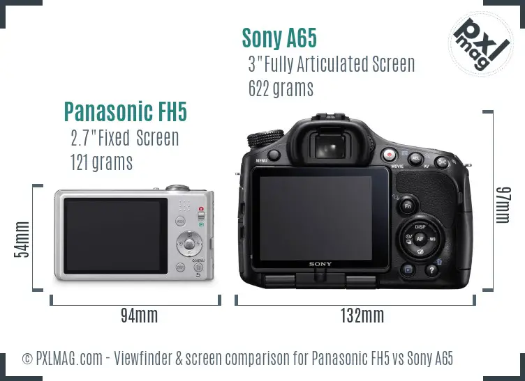 Panasonic FH5 vs Sony A65 Screen and Viewfinder comparison