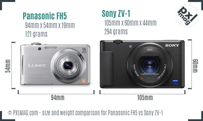 Panasonic FH5 vs Sony ZV-1 size comparison