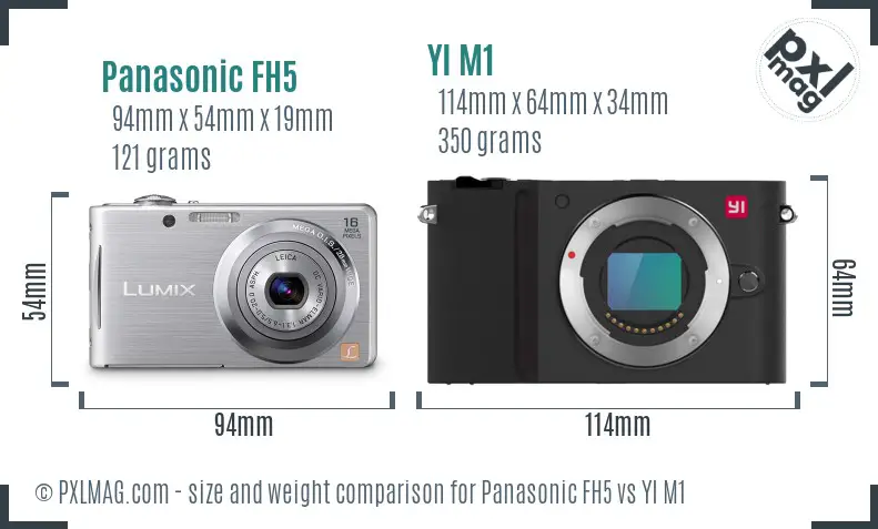 Panasonic FH5 vs YI M1 size comparison