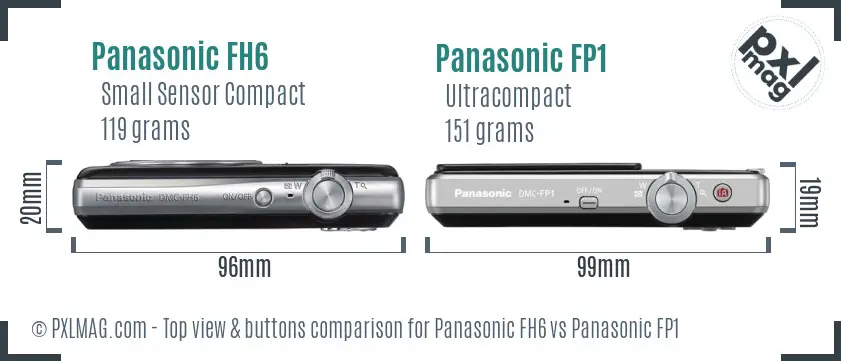 Panasonic FH6 vs Panasonic FP1 top view buttons comparison