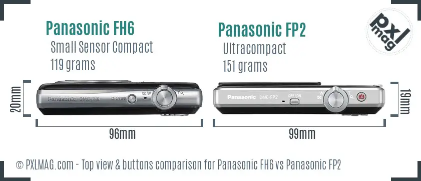 Panasonic FH6 vs Panasonic FP2 top view buttons comparison