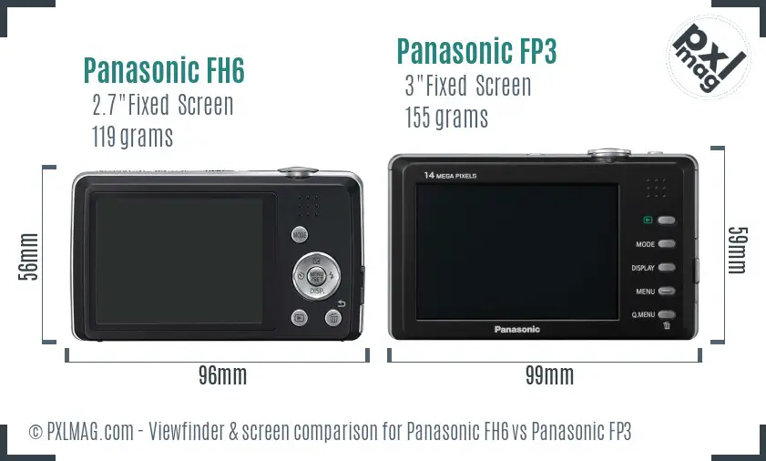 Panasonic FH6 vs Panasonic FP3 Screen and Viewfinder comparison