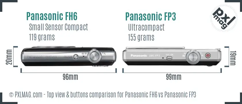 Panasonic FH6 vs Panasonic FP3 top view buttons comparison