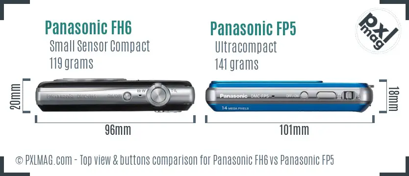 Panasonic FH6 vs Panasonic FP5 top view buttons comparison