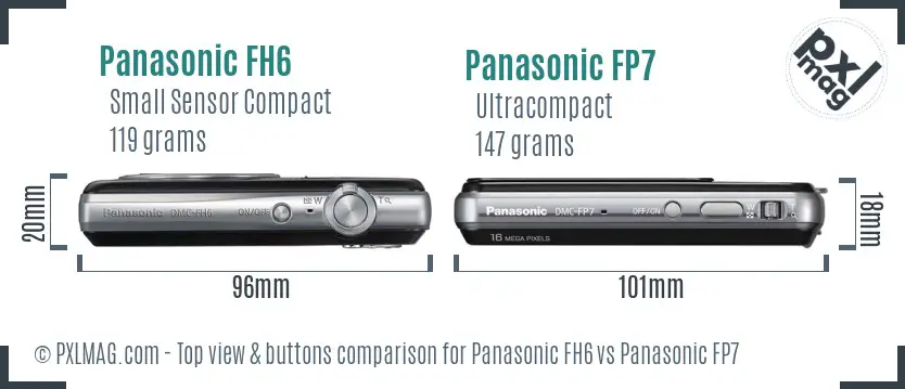 Panasonic FH6 vs Panasonic FP7 top view buttons comparison
