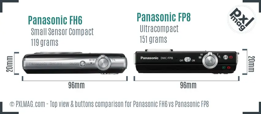 Panasonic FH6 vs Panasonic FP8 top view buttons comparison